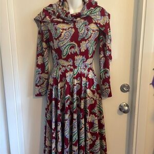 Paisley Print Long Sleeve Dress